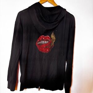 Zadig & Voltaire lightweight rhinestone hoodie merino wool sweatshirt size M